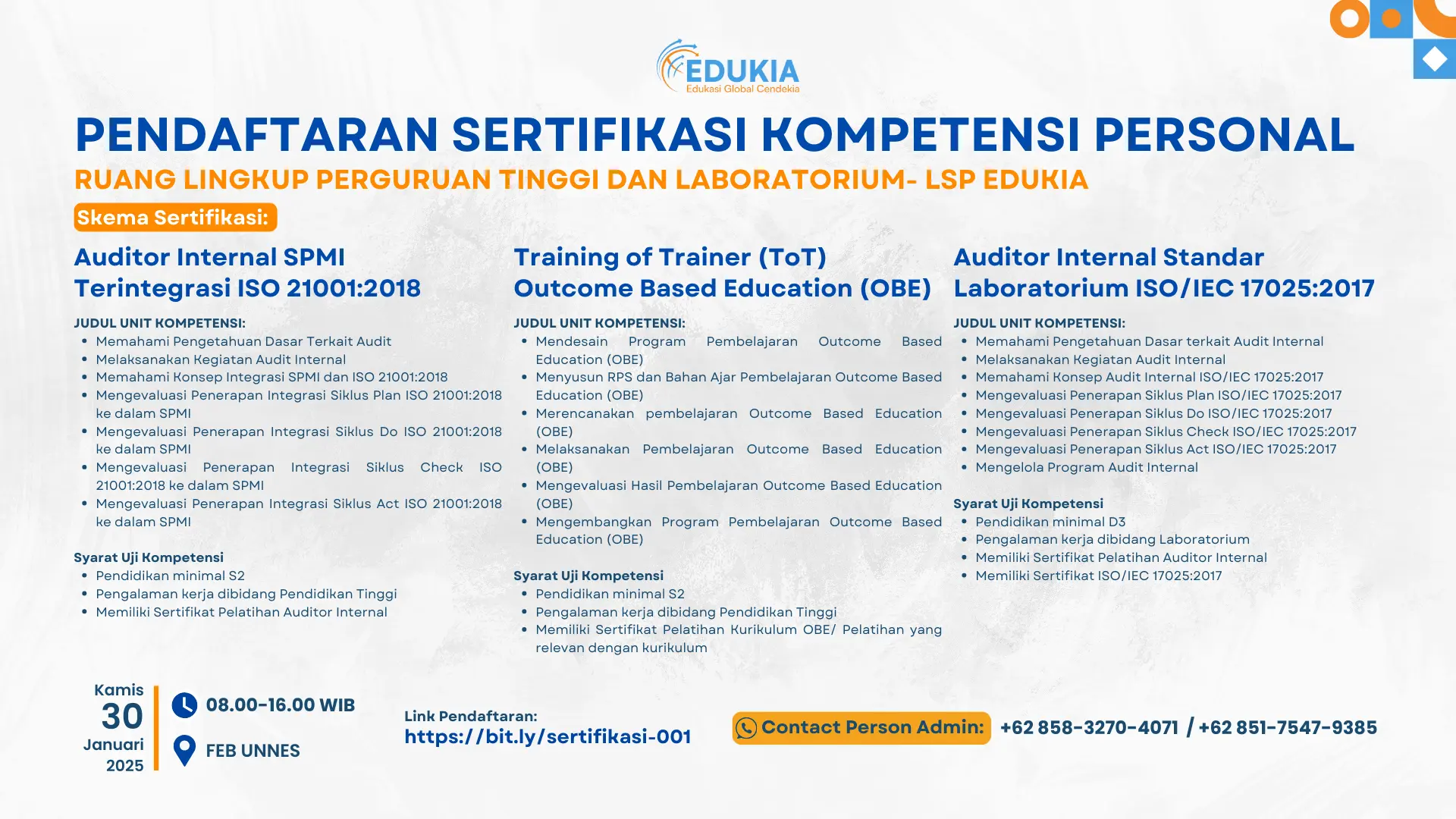 PENDAFTARAN SERTIFIKASI KOMPETENSI PERSONAL-JANUARI 2025