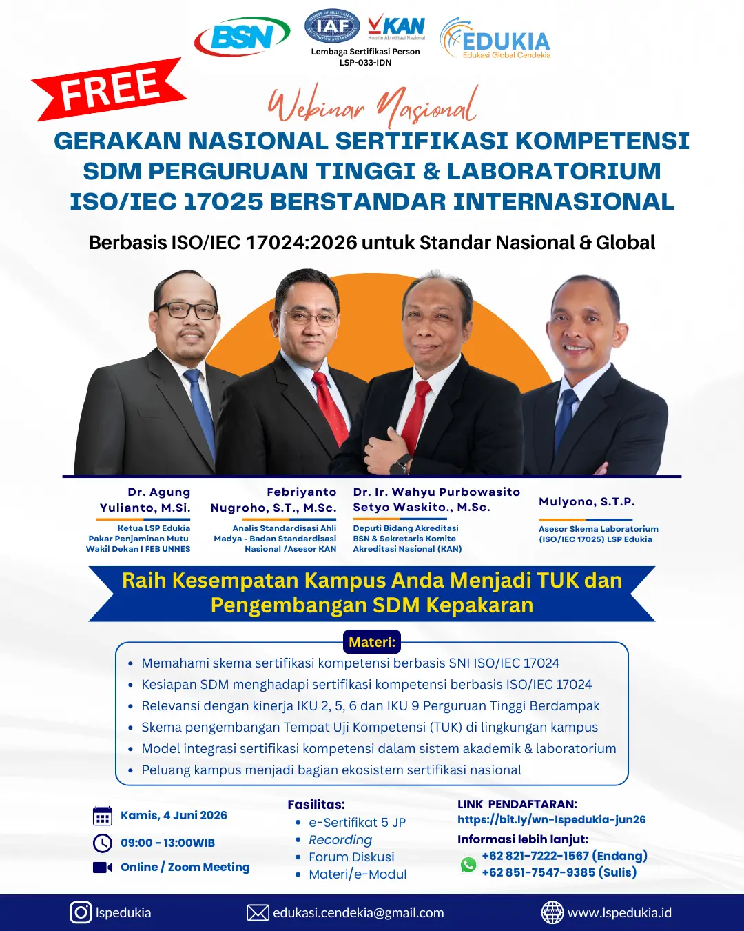 Gerakan Nasional sertifikasi kompetensi sdm perguruan tinggi & Laboratorium ISO/IEC 17025 Berstandar Internasional